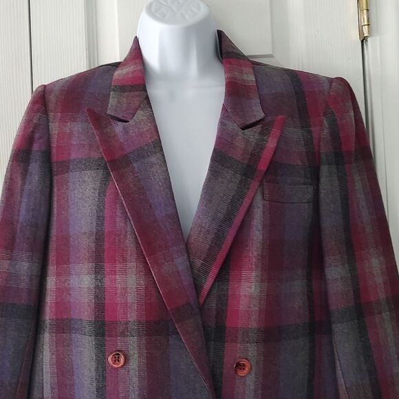 Prato Vintage double breasted multicolor wool blazer Sz 8 - Picture 3 of 5
